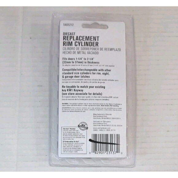 ACE DieCast Brass Rim Cylinder Replacement Lock 5405212 Gold Keyed Entry w/ Keys - Picture 2 of 2